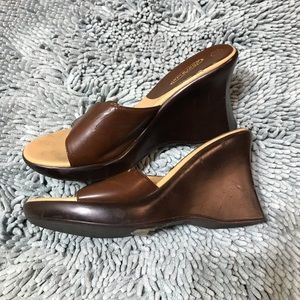 Brown wedge heels size 7.5